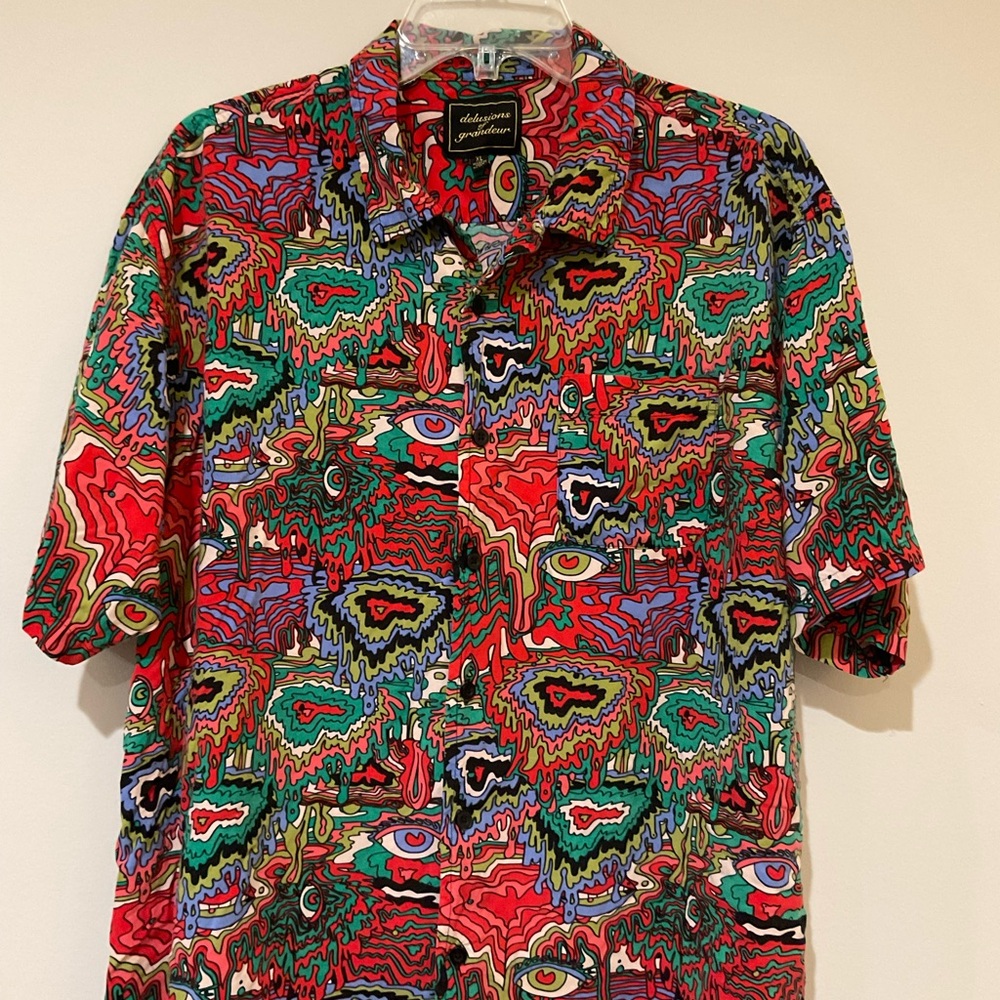 Designer Gentleman Multicolor Abstract Print Short-Sleeve Button-Down Shirt - Picture 1 of 5